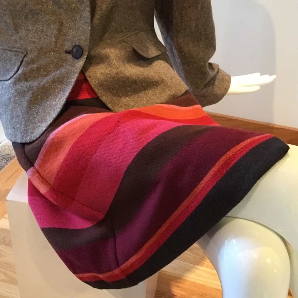 LOFT NEW NWT pink red brown orange wrap wool blend skirt size 8 ( M L )